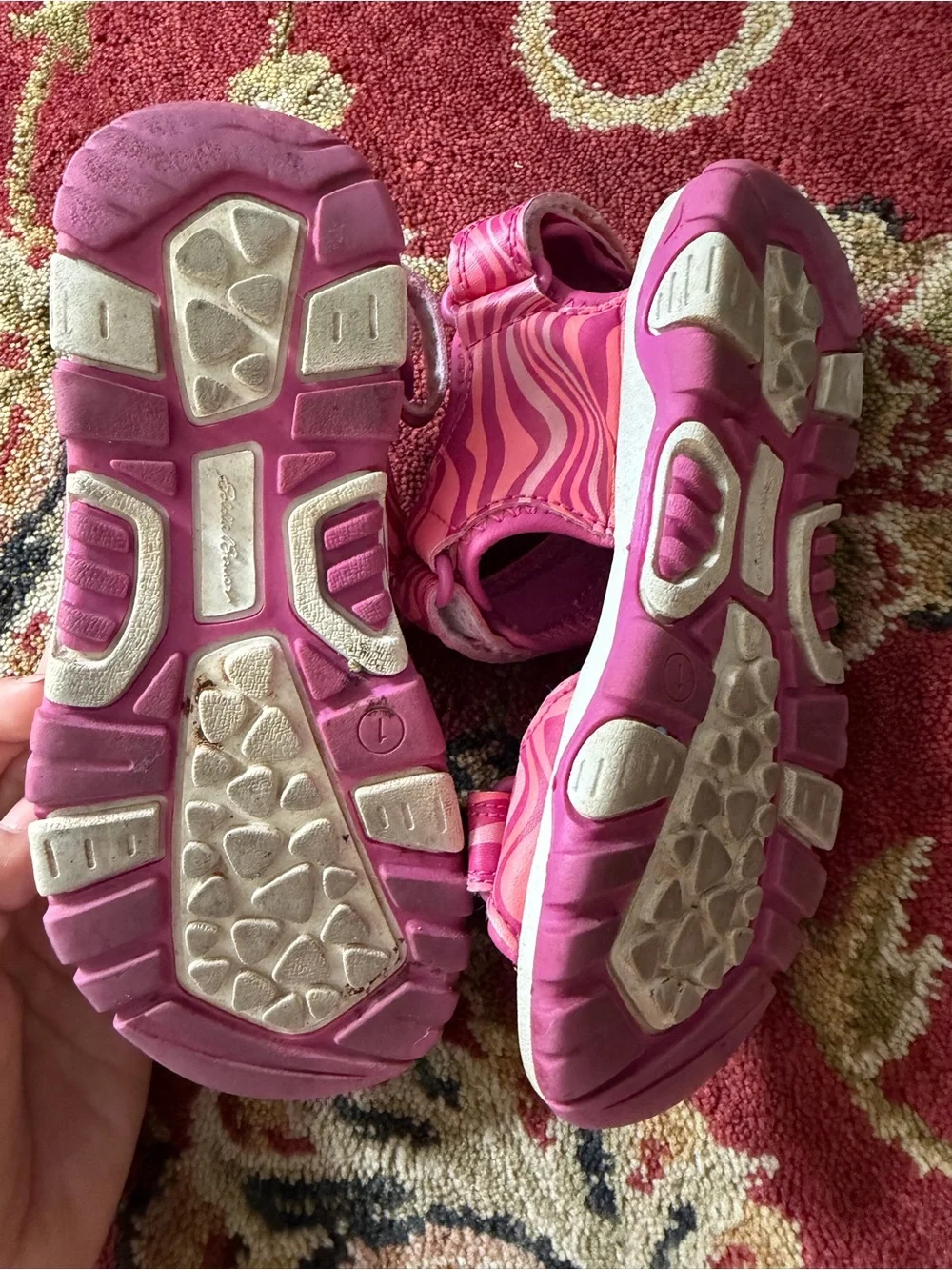 Eddie Bauer Pink Patterned Hook-and-Loop Kids Sandals